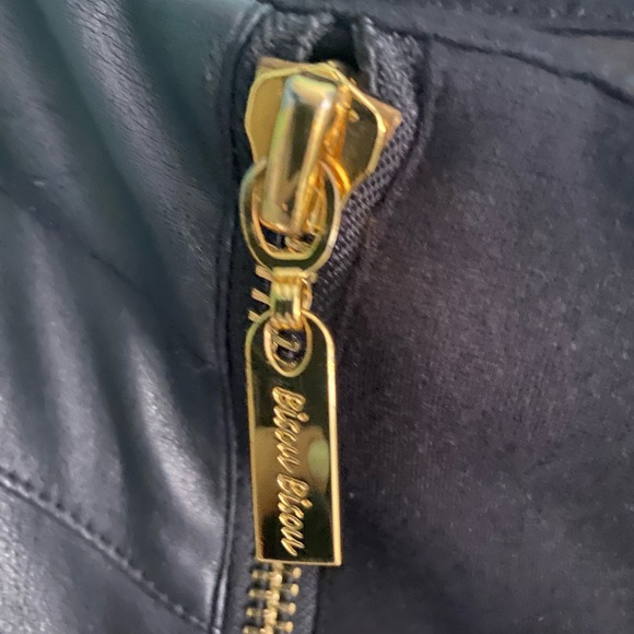 Bisou Bisou Half Leather Leggings Gold Zippers - Picture 4 of 8